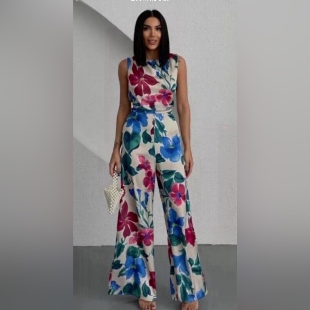 NWT ZARA WOMAN SATIN WIDE-LEGS JUMPSUIT